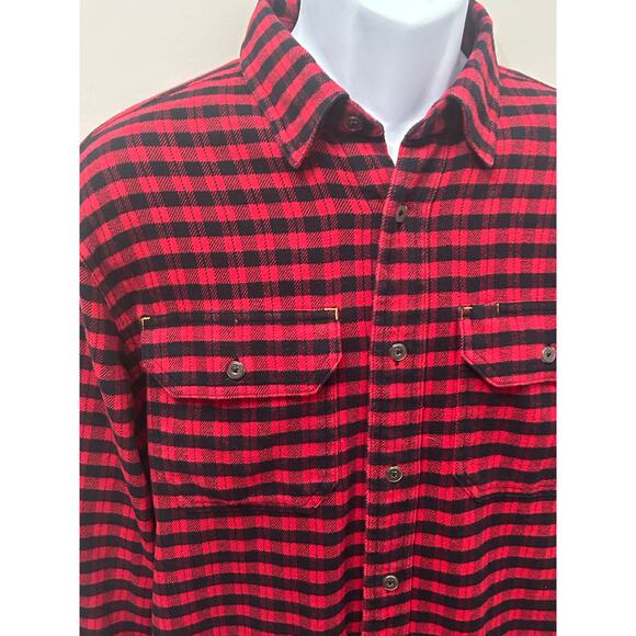Orvis Buffalo Plaid Flannel Red Black Long Sleeve Shirt - Picture 3 of 6